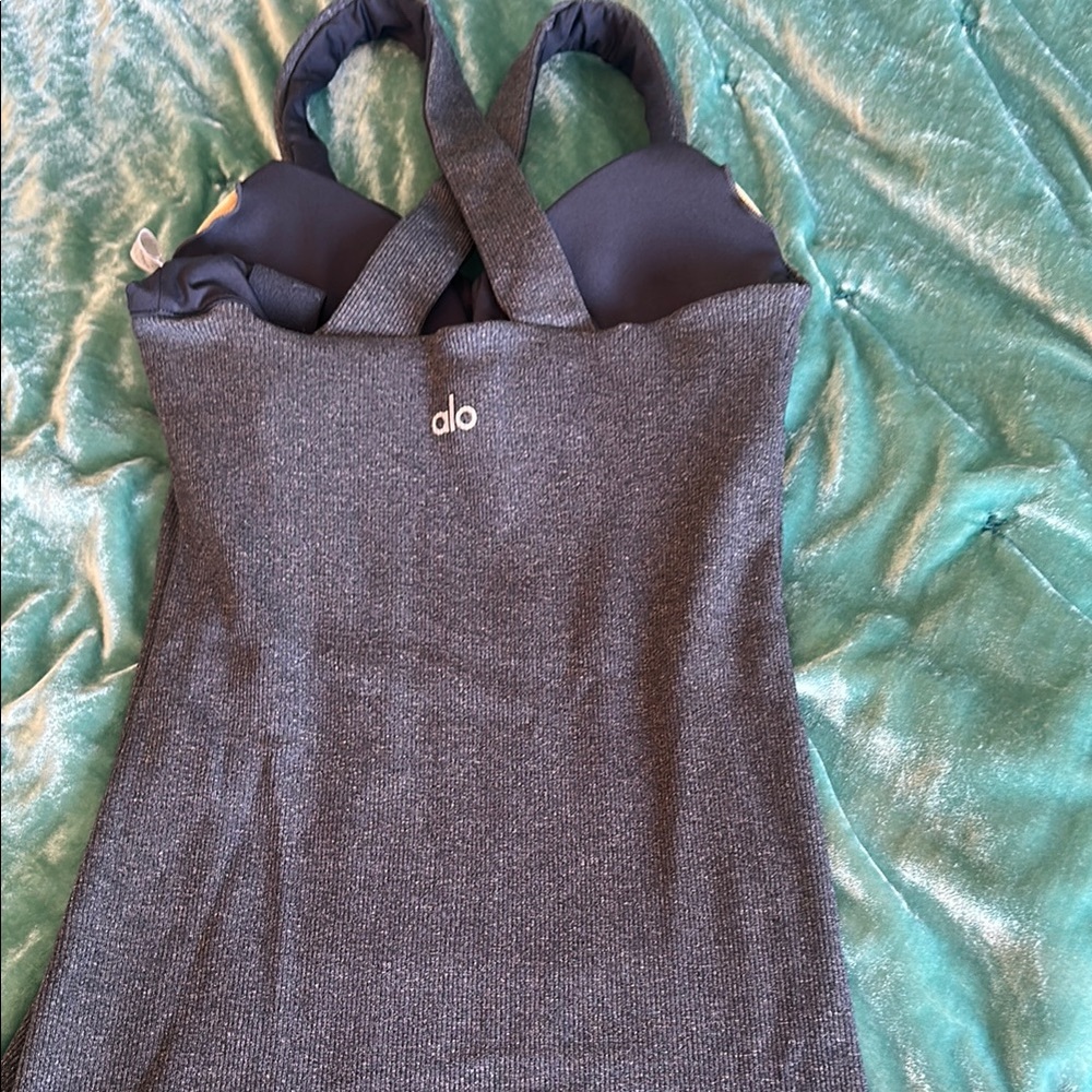 ALO Yoga Women's Charcoal Cross-Back Tank Top
